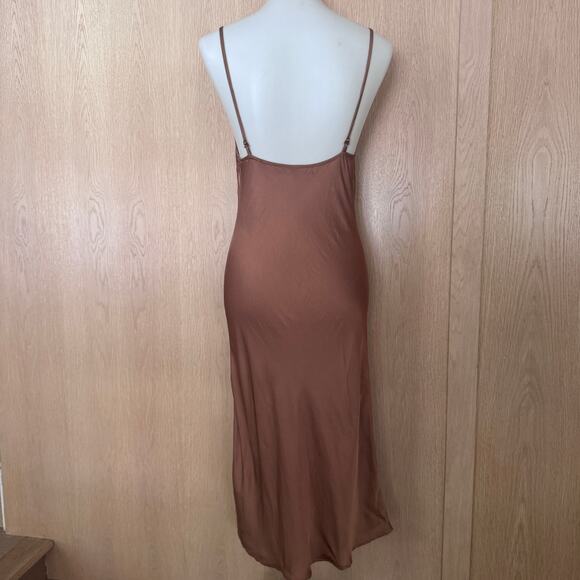 Young Fabulous and Broke Evie Satin midi Slip dress in Toffee Color size medium - Picture 7 of 16